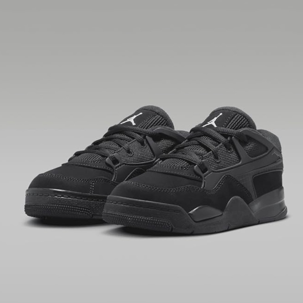 New Jordan 4 RM Little Kids' Shoes (FQ7936-004, Black/White) - Picture 3 of 14